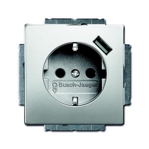 2CKA002011A6184 - Розетка Schuko с устройством зарядным USB, 20 EUCBUSB-866-500, Сталь, 16А, 700 мА, электронная защита от перегрузки и КЗ, безвинтовы клеммы, защитные шторки,