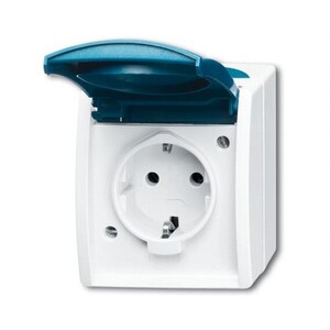 2CKA002083A0845 - Розетка SCHUKO 16А 250В IP44 для открытого монтажа, серия ocean, цвет серый/сине-зелёный