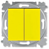 2CHH598745A6064 - Выключатель кнопочный 2-клавишный, Levit, жёлтый/дымчатый чёрный