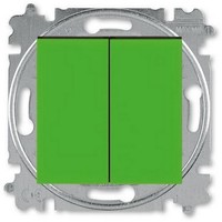 2CHH598745A6067 - Выключатель кнопочный 2-клавишный, Levit, зелёный/дымчатый чёрный