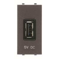 2CLA218520N1801 - Механизм USB зарядного устройства, 1М, 2000 мА, 5В, серия Zenit, цвет антрацит
