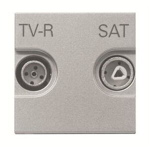 2CLA225180N1301 - Розетка TV-R-SAT проходная с накладкой, серия Zenit, цвет серебристый