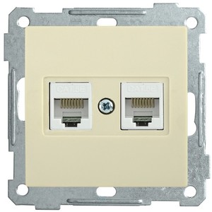 РК10-2-Б Розетка 2-ая комп. RJ45 Cat5e BOLERO кремовый IEK