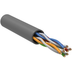 ITK Кабель связи витая пара U/UTP, кат.5E 4х2х24AWG solid, PVC, 305м, серый