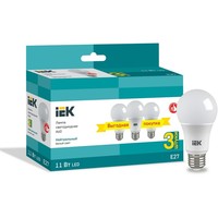 Лампа LED A60 шар 11Вт 230В 4000К E27 (3шт/упак) IEK