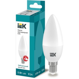 Лампа светодиодная ECO C35 свеча 5Вт 230В 4000К E14 IEK