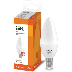 Лампа светодиодная ECO C35 свеча 9Вт 230В 3000К E14 IEK