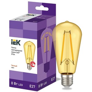Лампа LED ST64 золото 8Вт 230В 2700К E27 серия 360° IEK