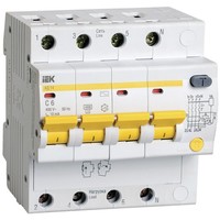 Дифференциальный автоматический выключатель АД14 4Р 6А 10мА IEK