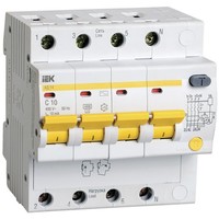Дифференциальный автоматический выключатель АД14 4Р 10А 10мА IEK