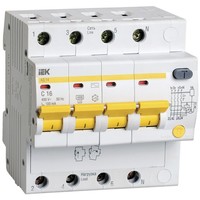 Дифференциальный автоматический выключатель АД14 4Р 16А 100мА IEK