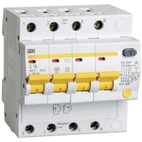 Дифференциальный автоматический выключатель АД14 4Р 16А 300мА IEK