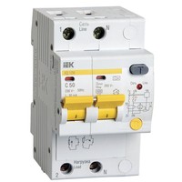 Дифференциальный автоматический выключатель АД12М 2Р С50 30мА IEK