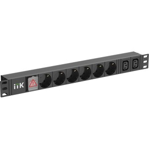 ITK PDU 6 розеток нем. ст. + 2 С13 LED 1U каб. 2м нем. ст.