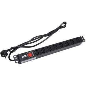 ITK PDU 8 розеток C13 с LED выкл,1U, шнур 2м вилка нем.ст