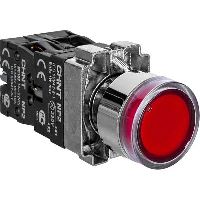 574366 - Кнопка управления NP2-BW3465 плоская, красная, 1НО+1НЗ, AC/DC230В (LED), IP40 (R) (CHINT)