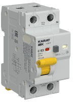 KARAT Устройство защиты от дугового пробоя с выключателем автоматическим дифференциального тока 1P+N C 63А 100мА тип A IEK