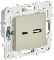 SKANDY Розетка USB A+C 18Вт SK-R13B бежевый IEK