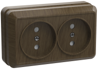 OKTAVA Розетка 2-местная без заземления для открытой установки 10А РС22-2-ОД дуб GENERICA
