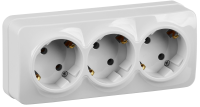 GLORY Розетка 3-местная для открытой установки с заземлением без защитных шторок 16А РС23-3-ХБ белый IEK