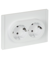 FORTE&PIANO Розетка 2-местная с заземлением без защитных шторок безвинтовое крепление 16А FP224 белый IEK