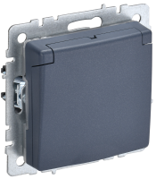 BRITE Розетка 1-местная с заземлением с защитными шторками и крышкой 16А IP44 РСбш10-3-44-БрМ маренго IEK