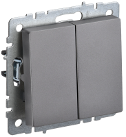BRITE Выключатель 2-клавишный 10А ВС10-2-0-БрС сталь IEK