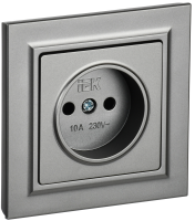 BRITE Розетка 1-местная без заземления без защитных шторок 10А в сб. РСР10-1-0-БрС сталь IEK