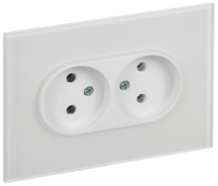 SKANDY Розетка 2-местная без заземления без защитных шторок для плоской вилки 10А SK-R03W стекло арктический белый IEK