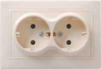 KVARTA Розетка 2-местная с заземлением без защитных шторок 16А РС12-3-ККм кремовый GENERICA