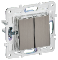 SKANDY Выключатель 2-клавишный проходной 10А SK-V05N металл никель IEK