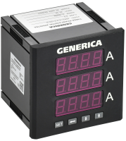 Амперметр цифровой щитовой трехфазный 96х96мм LED GENERICA