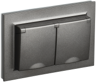 BRITE Розетка 2-местная с заземлением с защитными шторками и крышкой 16А в сборе IP44 РСбш12-3-44-БрТБ темная бронза IEK