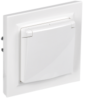 BRITE Розетка 1-местная с заземлением с защитными шторками и крышкой 16А IP44 в сборе РСбш10-3-44-БрБ белый