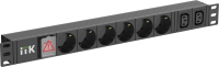 ITK PDU 6 розеток немецкий стандарт + 2 С13 с LED выключателем 1U кабель 2м вилка немецкий стандарт