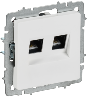 BRITE Розетка компьютерная двойная RJ45 кат.6 РК11-2-БрАБ арктический белый IEK