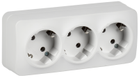 GLORY Розетка 3-местная для открытой установки с заземлением без защитных шторок 16А РС23-3-ХБм белый матовый IEK