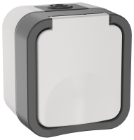 TORS Розетка 1-местная заземляющим контактом и крышкой 16А IP55 TS220 серо-белый IEK