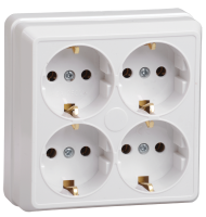 OKTAVA Розетка 4-местная с заземлением для открытой установки 16А РС24-3-ОБ белый GENERICA