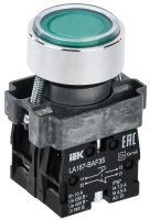 Кнопка управления LA167-BAF35 d=22мм 1NO+1NC зеленая IEK