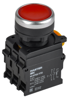 Кнопка с подсветкой и фиксацией d=22мм 1NO+1NC красная MASTER IEK