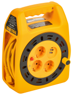 INDUSTRIAL Катушка УК15 3 места с заземлением с термозащитой 3х1,5мм2 с USBх2 с LED-подсветкой 15м IEK