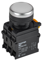 Кнопка с подсветкой и фиксацией d=22мм 1NO+1NC белая MASTER IEK