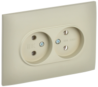 SKANDY Розетка 2-местная без заземления без защитных шторок 10А в сборе SK-R10B бежевый IEK