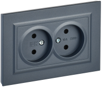 BRITE Розетка 2-местная без заземления без защитных шторок 10А в сборе РС12-2-БрМ маренго IEK