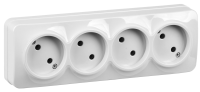 GLORY Розетка 4-местная для открытой установки без заземления без защитных шторок 10А РС24-2-ХБ белый IEK