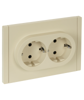 FORTE&PIANO Розетка 2-местная с заземлением с защитными шторками безвинтовое крепление 16А FP423 ваниль IEK
