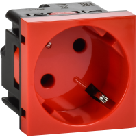 Розетка 45град с заземляющим контактом защитной шторкой и винтовым зажимом (2 модуля) красная