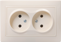 KVARTA Розетка 2-местная без заземления без защитных шторок 10А РС12-2-ККм кремовый GENERICA