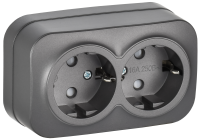 GLORY Розетка 2-местная для открытой установки с заземлением с защитными шторками 16А РСш22-3-ХСм сталь матовый IEK